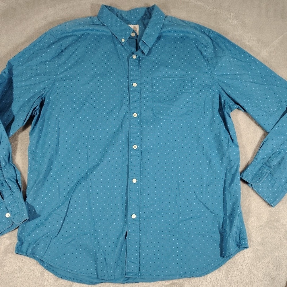 American Eagle Shirt Men XXL Teal Blue Preppy College Work Office Button Down